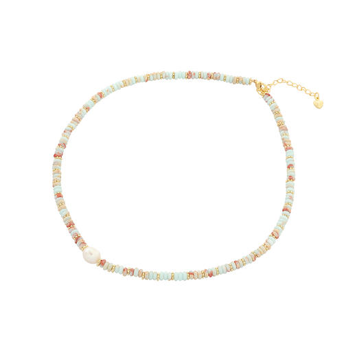 三彩2026新款多巴胺风新中式合成寿山石项链淡水珍珠套链气质饰品 商品图1