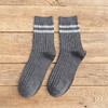 日式无印双线男款良品条纹男袜休闲棉袜秋冬中筒商务袜子双针简约 商品缩略图1