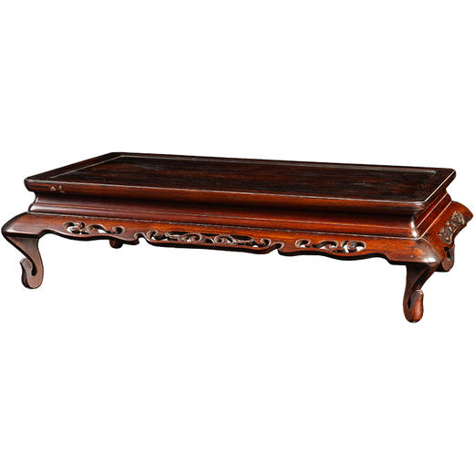 清	红木束腰三弯腿雕卷草纹器座 商品图5