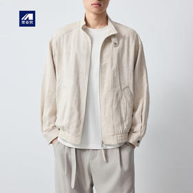 墨麦客男装高智通勤立领男士夹克2026春新款亚麻混纺外套男81568.