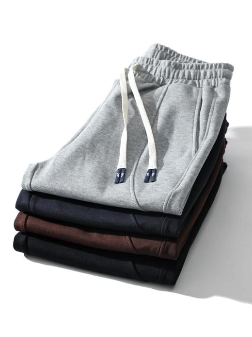 F030602慕冬绒复合牛奶丝棉纯色抽绳松紧腰休闲裤拼接设计直口裤脚运动卫裤 商品图4