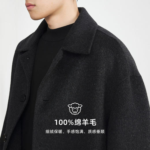 墨麦客男装简约翻领羊毛呢大衣男2025冬款长款男士毛呢外套81495. 商品图3