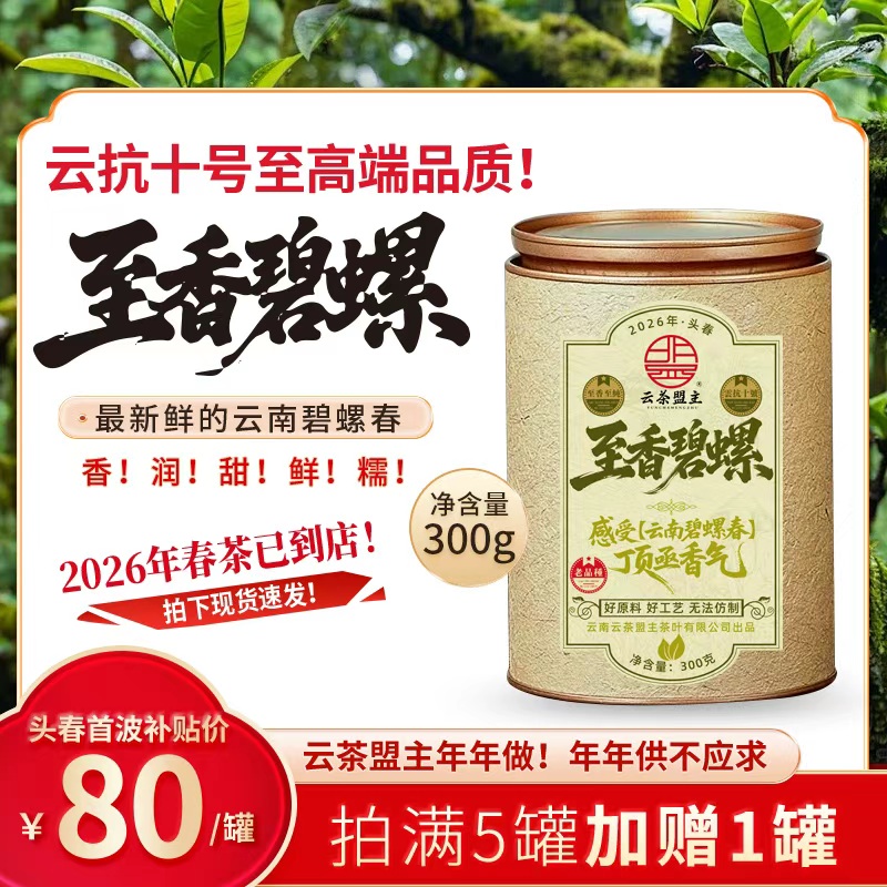 【近些年来樶强的一批】2026年顶亟茶！春茶的超鲜爽滋味！您绝未体验过得【至香碧螺】云抗十号最高端樶经典的碧螺春！云南碧螺春的巅峰作品！只限内部分享 300g/罐！