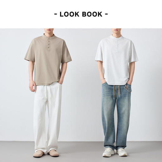 墨麦客男装高智通勤亨利领t恤男2026春季新款简约男士短袖75225. 商品图4