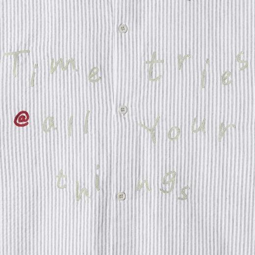 SDSA男装2026新款高贵轻奢日系条纹衬衫字母刺绣撞色领设计百搭 商品图2