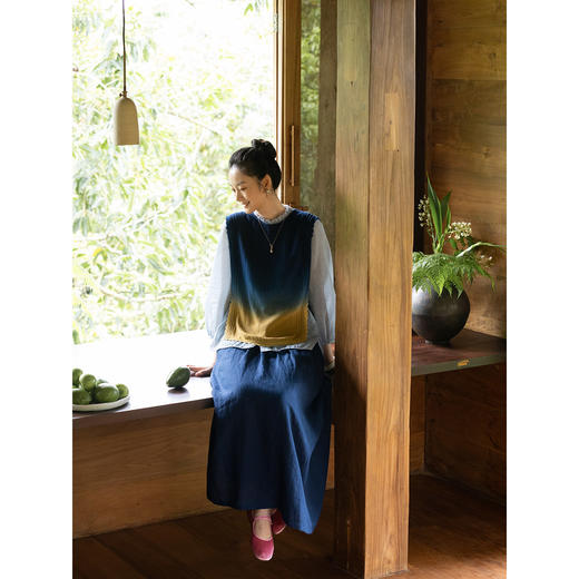 牧衣游原创 亚麻吊染马夹新款设计感复古文艺质朴渐变马甲 贝琪 商品图2