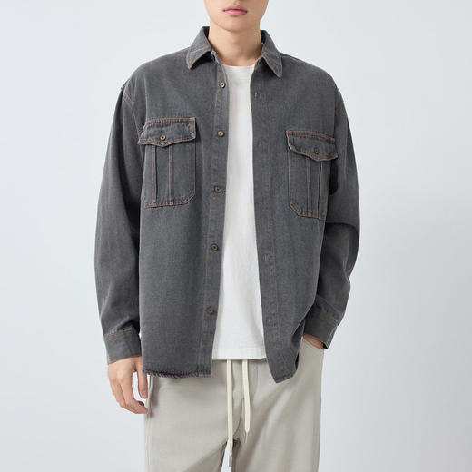 墨麦客男装美式休闲牛仔夹克男2026春新款水洗做旧男士外套81606. 商品图1