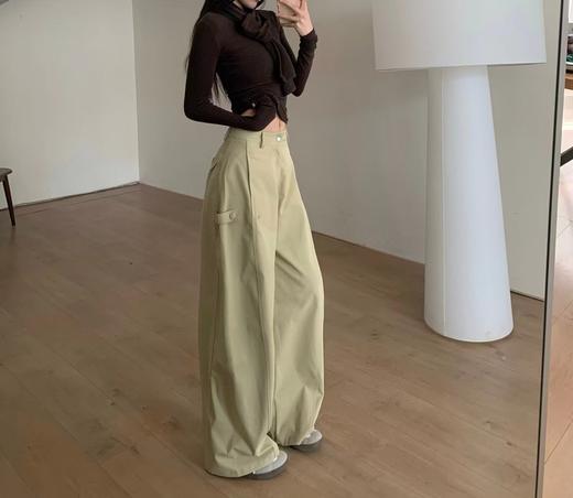 F030678松弛感高腰立体剪裁垂坠感藏肉显瘦工装阔腿裤 商品图9