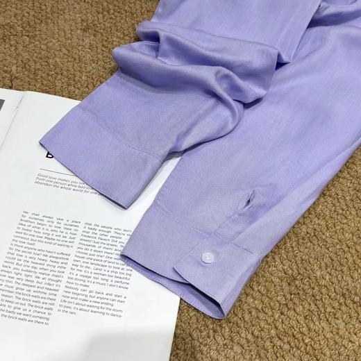 F0306102早春新款天丝亚麻香芋烟熏紫色长袖衬衫 商品图6