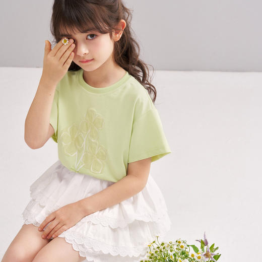 笛莎/Deesha 【松饼熊】2026年夏季新款女童索罗那原纱防晒凉感短袖T恤 商品图2