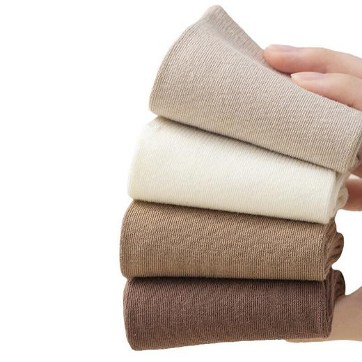 日式无印无骨袜子女中筒袜良品纯色棉袜手工缝头秋季长袜堆堆四季 商品图4