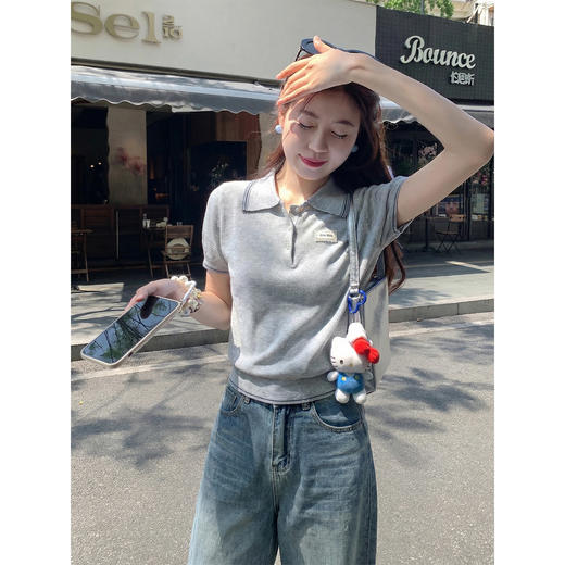 <曾小咸推荐>韩系翻领宽松休闲短袖t恤上衣 商品图2