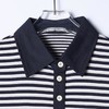 SDSA男装2026新款高贵轻奢韩版复古拼色翻领条纹长袖T恤时尚上衣 商品缩略图1