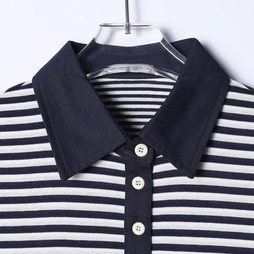 SDSA男装2026新款高贵轻奢韩版复古拼色翻领条纹长袖T恤时尚上衣 商品图1