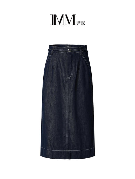 尹默利落简约撞色压线设计特质感直身筒裙 商品图0