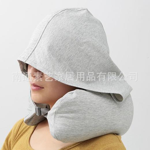 无印U型枕良品帽子U型枕全棉护颈枕颈椎枕午休连帽枕头旅行飞机枕 商品图2