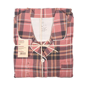 日式无印法兰绒家居服良品格纹全棉情侣绒布厚款秋冬睡衣新色棉绒