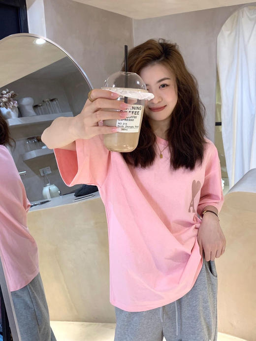 原单𝐀𝐦𝐢马卡龙爱心情侣短袖 商品图4