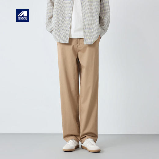 墨麦客男装高智通勤全棉休闲裤男2026春季新款直筒男士裤子91546. 商品图0