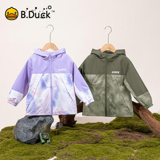 bduck小黄鸭童装男童外套中大童迷彩衣服春秋装儿童连帽风衣上衣110-160 BF3611012 商品图1