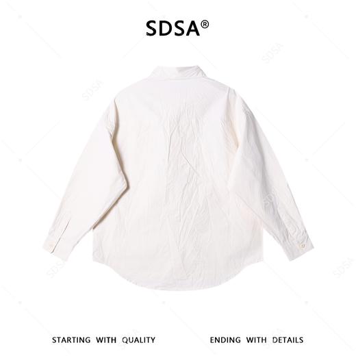 SDSA男装2026新款高贵轻奢韩版不规则压皱纯袖衬衫百搭简约衬衣 商品图4