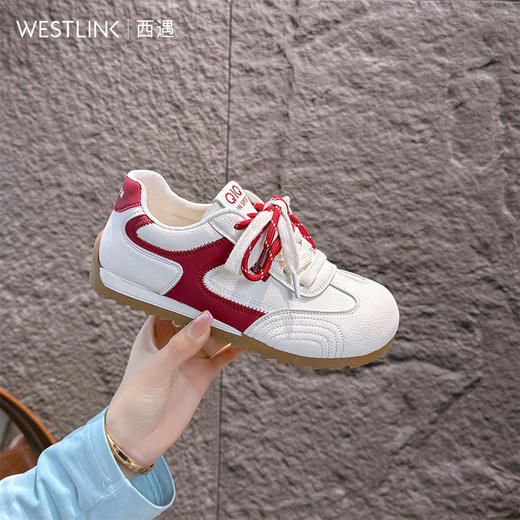 西遇超火德训鞋女2026新款春季系带厚底内增高通勤百搭休闲板鞋P0066300 商品图3