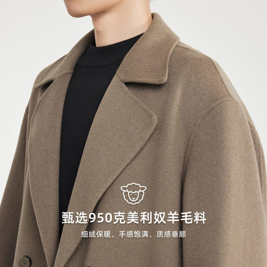 墨麦客男装70羊毛双面呢大衣男2025冬款西装领男士毛呢外套81497. 商品图3