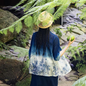 艺术家联名款 牧衣游原创植物吊染手绘印染外穿衬衫百搭文艺 云启