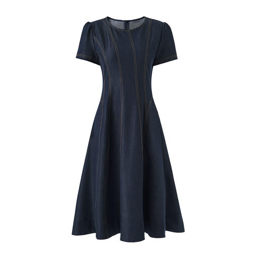 「高货wl」全新升级【铂金会员349/天猫469/差价120】(00706)洛诗琳复古天丝收腰连衣裙2026春夏新款显瘦透气A字牛仔裙 商品图4