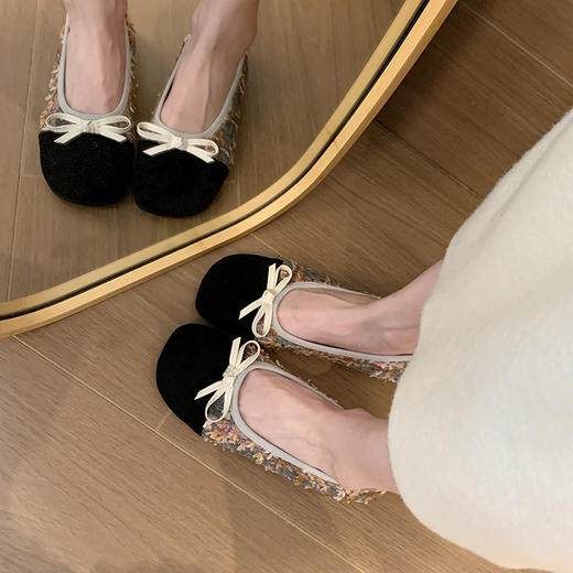 【64.9/双】小香风时尚单鞋女2026新款蝴蝶拼色乐福鞋春秋季甜妹子穿的豆豆鞋聚★为爱严选 商品图1