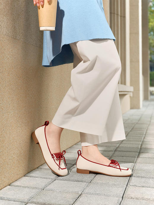 Pansy盼喜女鞋一脚蹬撞色蝴蝶结浅口软底通勤鞋 2026春新款 HD4318 商品图1