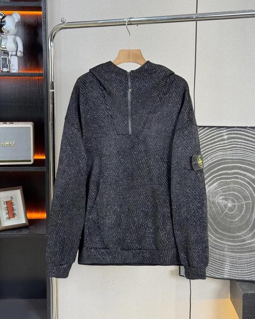 F0306112春秋新款满天星系列简约百搭不挑人连帽半拉链卫衣外套 商品图5