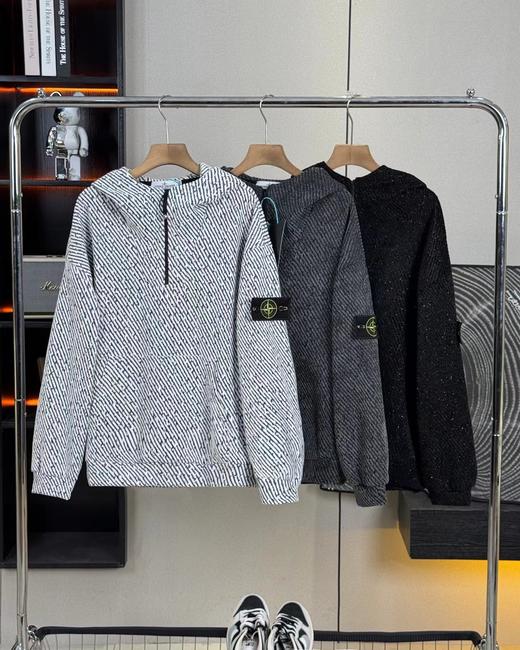 F0306112春秋新款满天星系列简约百搭不挑人连帽半拉链卫衣外套 商品图0