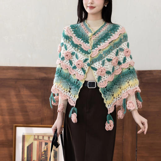 苏苏姐家山茶花多用披肩手工diy钩针编织毛线团材料包 商品图1