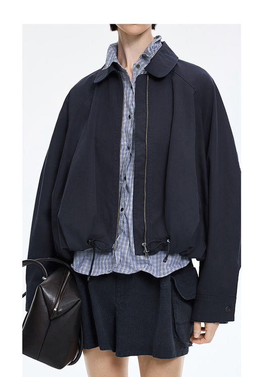 巴恩风工装夹克 黄金比例分割腰线 截短衣长很适合叠穿有层次感 下摆收紧 经典翻领 全棉材质透气不闷汗 商品图1