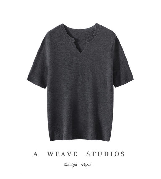 剪刀领~100羊毛岛精无缝120S精仿德国扬子纱短袖 商品图2