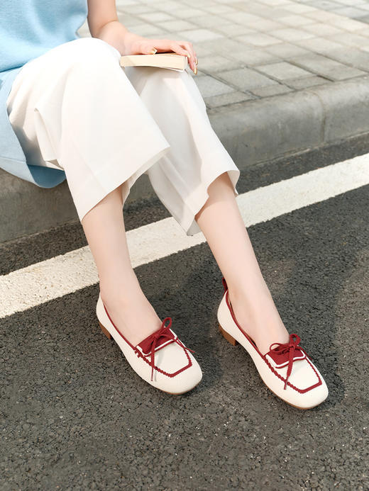 Pansy盼喜女鞋一脚蹬撞色蝴蝶结浅口软底通勤鞋 2026春新款 HD4318 商品图0