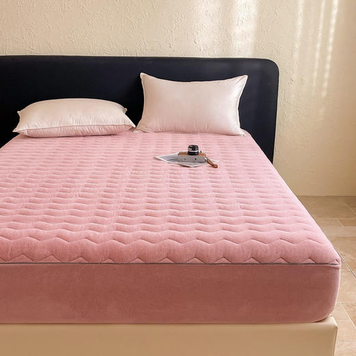 日式无印牛奶绒夹棉床笠良品秋冬保暖床罩纯色加厚床垫透气防滑 商品图1