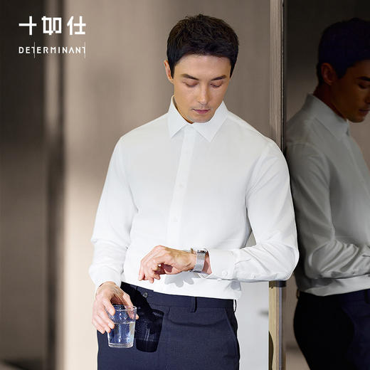 【春夏新品】十如仕桑蚕丝商务通勤八字领棉丝提花正装衬衫601 商品图0