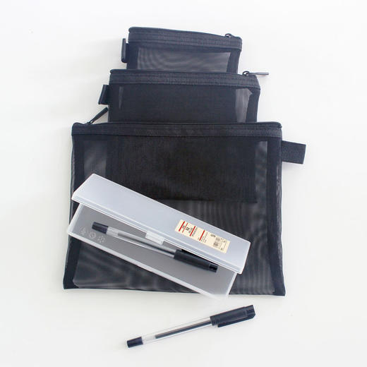 日式无印网袋良品笔袋多功能化妆品收纳包零钱收纳网袋小袋子拉链 商品图1