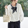 带丝巾白衬衫女长袖2026春装新款设计感小众上衣女式宽松纯棉衬衣   MJ-512015 商品缩略图2