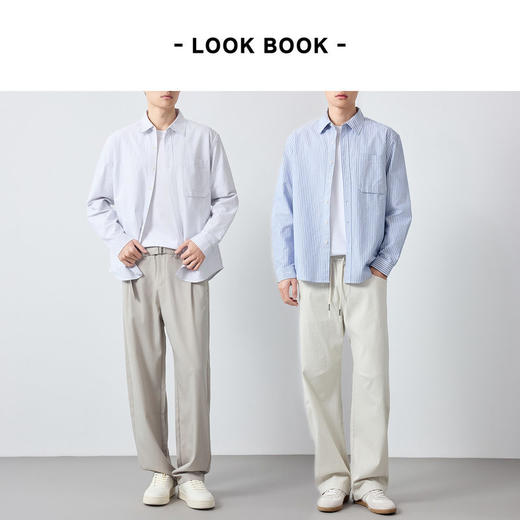 墨麦客男装高智通勤条纹衬衫男2026春季新款牛津纺全棉衬衣50365. 商品图4