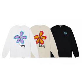 F030683春季新品休闲三叶草印花情侣圆领长袖T恤卫衣