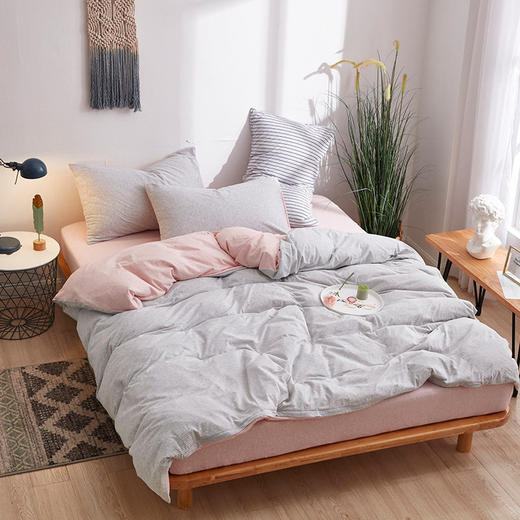 南通素艺-无印西川裸睡良品天竺棉四件套条纹针织棉4件套全棉日式 商品图2