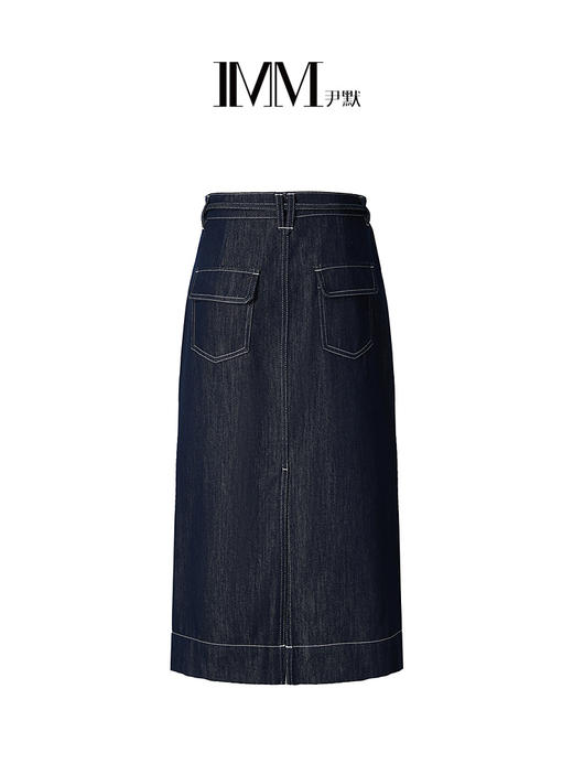 尹默利落简约撞色压线设计特质感直身筒裙 商品图1