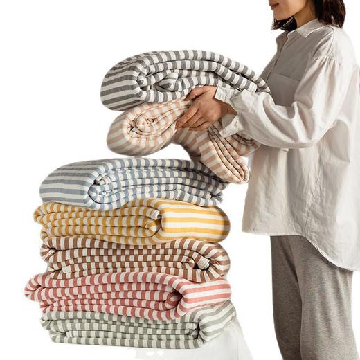 日式无印夏被天竺棉夏凉被良品空调被夏季盖毯全棉纯色条纹被子 商品图4