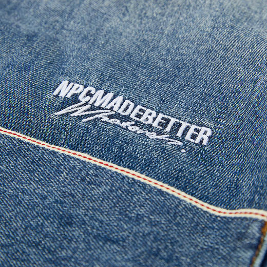 NPC潮牌做旧复古丹宁水洗牛仔夹克翻领刺绣拉链外套NP42DC02 J 商品图2