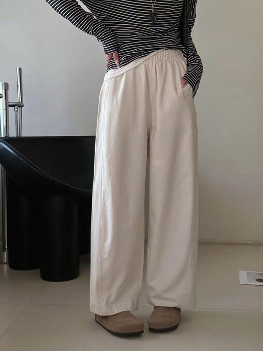 F030673水洗棉阔腿工装裤女遮肉显瘦松紧高腰直筒裤 商品图8