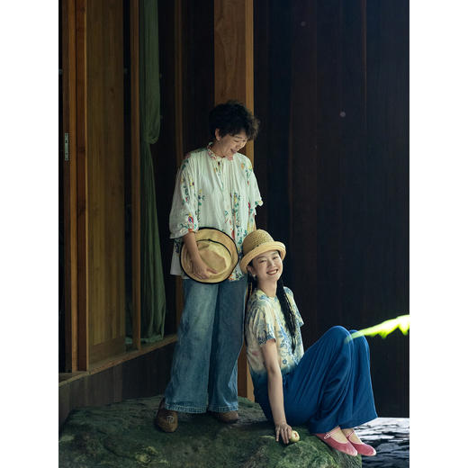 牧衣游原创 32支纯棉吊染T恤新款宽松百搭圆领休闲短袖上衣 恋花 商品图3