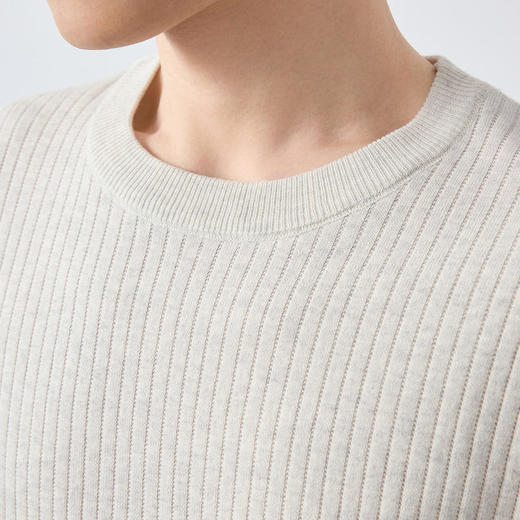 墨麦客男装高智通勤坑条针织t恤男2026夏新款纯色男士短袖75207. 商品图3